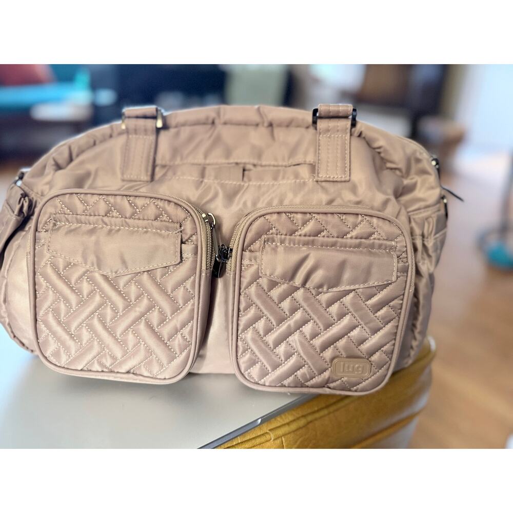 Lug Jumper Quilted Travel Tote Bag Blush Pink Multi Pocket